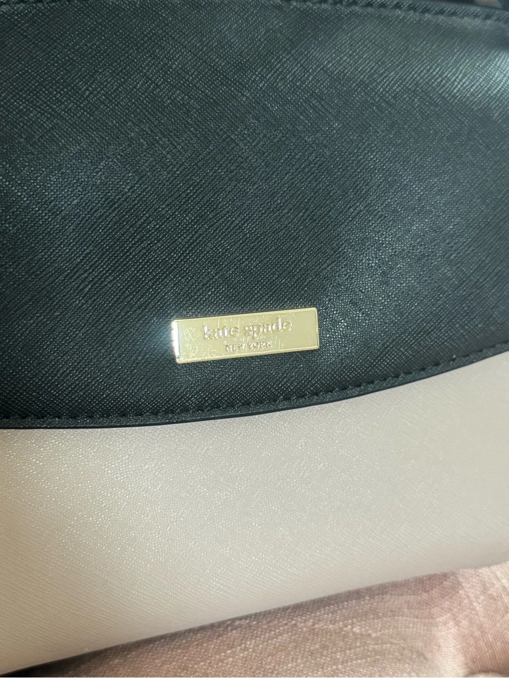 kate spade Two-Tone Black and Cream Structured Top-Handle Satchel